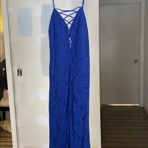 Navy Lace Prom Dress